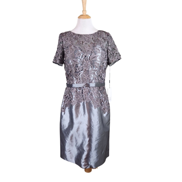 NWT JJs House Steel Gray Lace Midi Dress, Mother Of The Bride, Special Occasion - Picture 1 of 14
